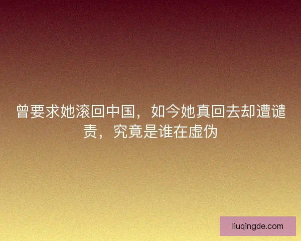 曾要求她滚回中国，如今她真回去却遭谴责，究竟是谁在虚伪