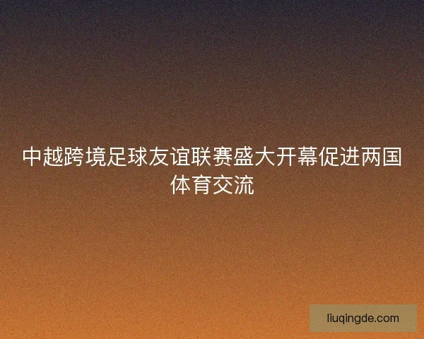 中越跨境足球友谊联赛盛大开幕促进两国体育交流